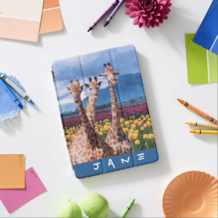 Waterverf Giraffe Dag uit - Aangepaste naam iPad Pro Cover