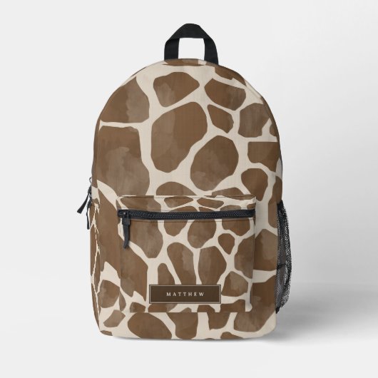 Waterverf Giraffe Dier Print Patroon Aangepast Bedrukte Rugzak (Voorkant)