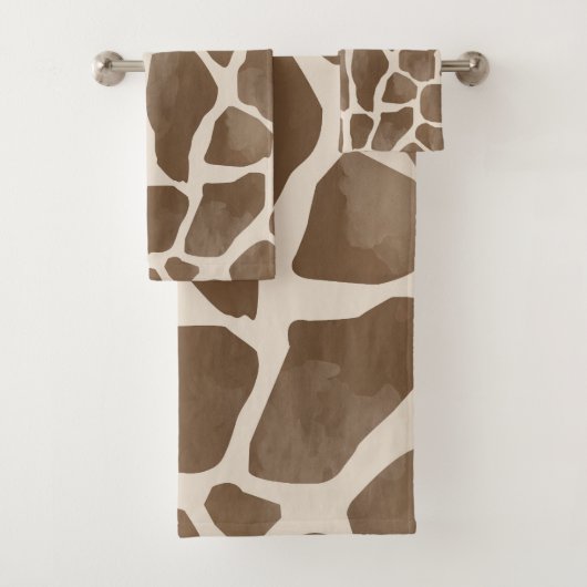 Waterverf Giraffe Dierenprint Patroon Bad Handdoek (Insitu)