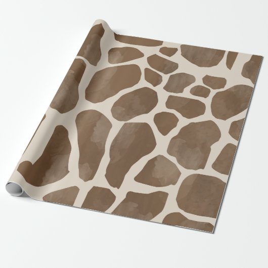 Waterverf Giraffe Dierenprint Patroon Cadeaupapier (Uitgerold)