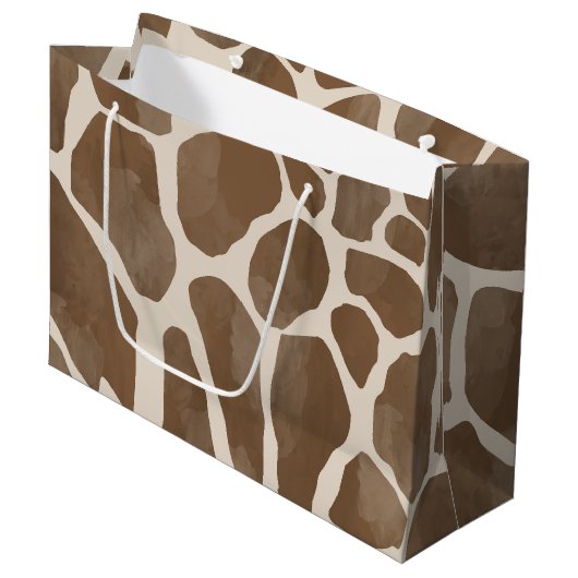 Waterverf Giraffe Dierenprint Patroon Groot Cadeauzakje (Voorkant Gekanteld)
