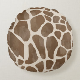 Waterverf Giraffe Dierenprint Patroon Rond Kussen