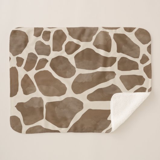 Waterverf Giraffe Dierenprint Patroon Sherpa Deken (Voorkant (horizontaal))
