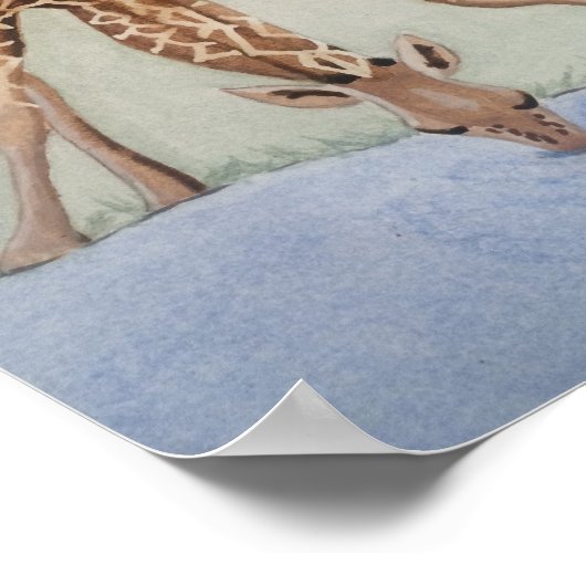 Waterverf Giraffe Drink het Poster van de waterkun (Hoek)