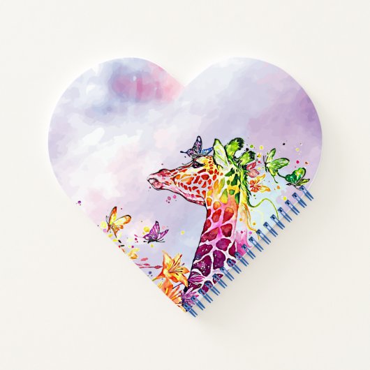 Waterverf Giraffe en Vlinders Notitieboek (Achterkant)