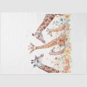 Waterverf Giraffe Familie in Field Decouapge Tissuepapier