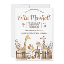 Waterverf Giraffe Familie, Zoo, Baby shower