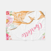 Waterverf Giraffe Floral Girl op persoonlijke tite Fleece Deken (Voorkant (Horizontaal))