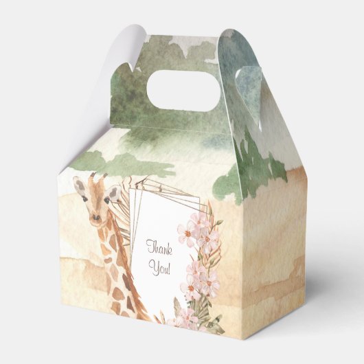Waterverf Giraffe in Afrikaanse Savannah Hartelijk Bedankdoosjes (Achterkant)