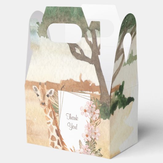 Waterverf Giraffe in Afrikaanse Savannah Hartelijk Bedankdoosjes (Geopend)