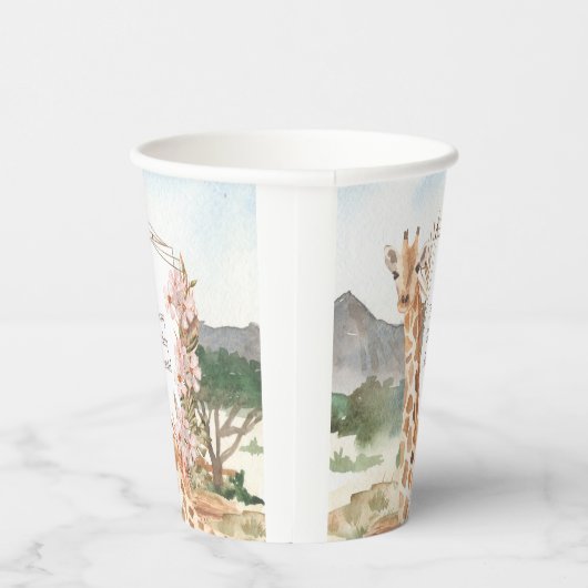 Waterverf Giraffe in de Afrikaanse Savannah Birthd Papieren Bekers (Rechts)