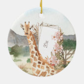 Waterverf Giraffe in de Afrikaanse Savannah Kerstm Keramisch Ornament (Achterkant)