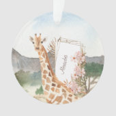 Waterverf Giraffe in de Afrikaanse Savannah Kerstm Ornament (voorkant)