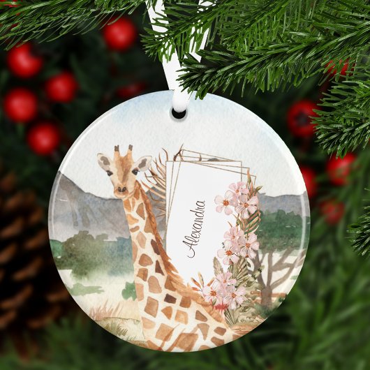 Waterverf Giraffe in de Afrikaanse Savannah Kerstm Ornament