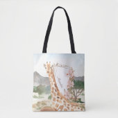 Waterverf Giraffe in de Afrikaanse Savannah Tote Bag (Voorkant)