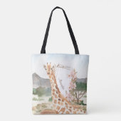 Waterverf Giraffe in de Afrikaanse Savannah Tote Bag (Achterkant)