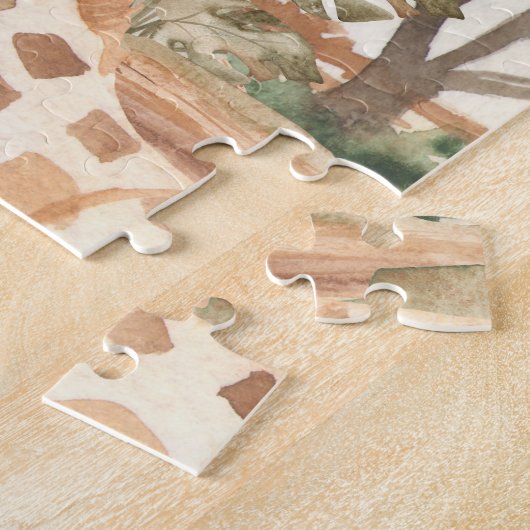 Waterverf Giraffe in de Kinder Afrikaanse Savannah Legpuzzel (Zijkant)