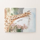 Waterverf Giraffe in de Kinder Afrikaanse Savannah Legpuzzel (Horizontaal)