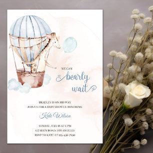 Waterverf Giraffe in een luchtballon Baby shower Kaart