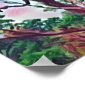 Waterverf Giraffe in Reds Oranje en Groen Poster (Hoek)