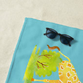 Waterverf Giraffe Kinder gepersonaliseerde koffiem Strandlaken (In situ)