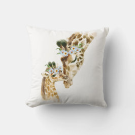Waterverf, Giraffe, mama en Baby, baby shower, n Kussen