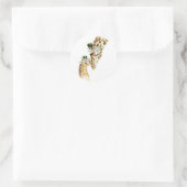 Waterverf Giraffe Mama en Baby Ronde Sticker (Tas)