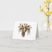 Waterverf Giraffe met Bloemen BLANK Kaart (Gele Bloem)