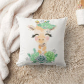 Waterverf Giraffe met Succulenten Worpkussen Kussen (Deken)