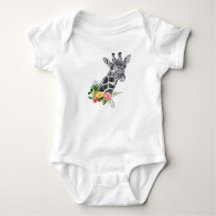 Waterverf Giraffe met Tropische Boeket