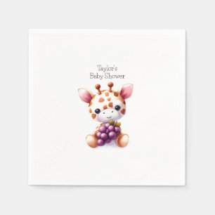 Waterverf Giraffe Minimalistische Baby Shower Servet