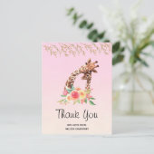 Waterverf Giraffe Moeder & Baby Dank u Briefkaart (Staand voorkant)