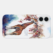 Waterverf Giraffe Monogram Telefoonhoes iPhone Hoesje (Achterkant horizontaal)