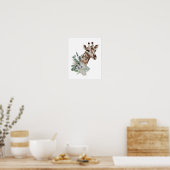 Waterverf Giraffe Oerwoud Safari Animal Botanisch Poster (Keuken)