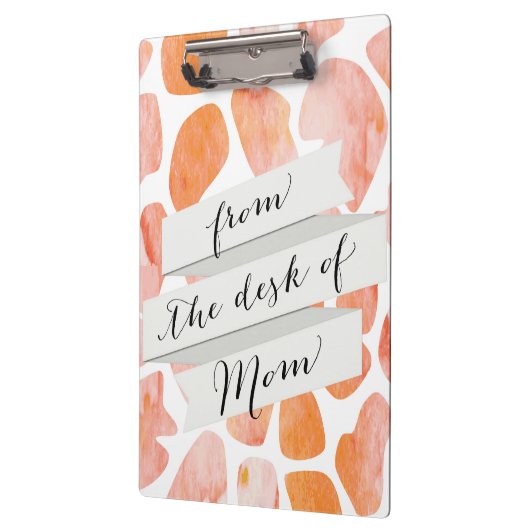 Waterverf Giraffe Patroon oranje perzikkoraal Klembord (Links)