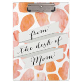 Waterverf Giraffe Patroon oranje perzikkoraal Klembord (Voorkant)