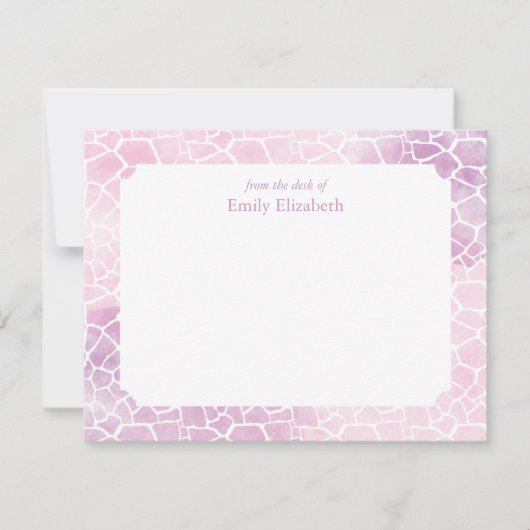 Waterverf Giraffe Patroon Personaliseer Stationery Kaart (Voorkant)