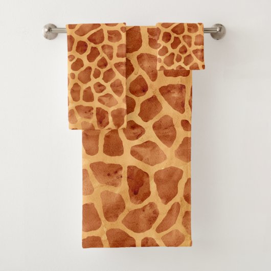 Waterverf Giraffe Print Bad Handdoek (Insitu)
