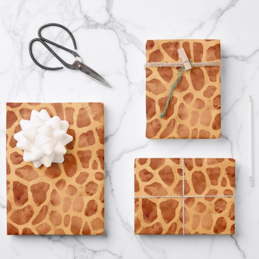 Waterverf Giraffe Print Inpakpapier Vel (Voorkant)