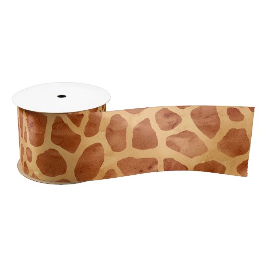 Waterverf Giraffe Print Satijnen Lint (Spoel)