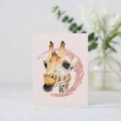Waterverf Giraffe Roze olie Briefkaart (Staand voorkant)