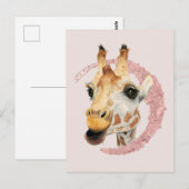 Waterverf Giraffe Roze olie Briefkaart (Voorkant / Achterkant)