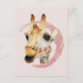 Waterverf Giraffe Roze olie Briefkaart (Voorkant)