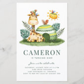 Waterverf Giraffe Safari Verjaardagsuitnodiging (Voorkant)