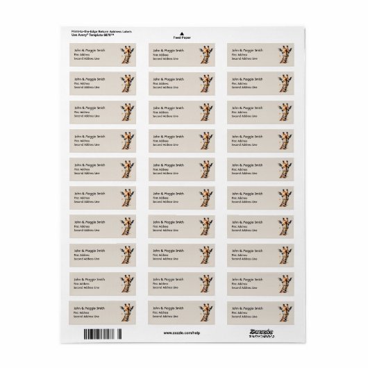 Waterverf Giraffe Wildlife Animal Art Etiket (Full Sheet)