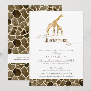 Waterverf Giraffes Safari Adventure Baby shower Kaart