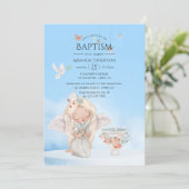 Waterverf Girl Angel Baptism Fotouitnodiging Kaart (Staand voorkant)