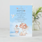 Waterverf Girl Angel Baptism Fotouitnodiging Kaart (Staand voorkant)