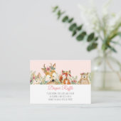 Waterverf Girl Boho Deer Fox Bunny Diaper Raffle Informatiekaartje (Staand voorkant)