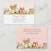 Waterverf Girl Boho Deer Fox Bunny Diaper Raffle Informatiekaartje (Voorkant / Achterkant)